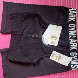 Women GYMSHARK FIT CYCLING SHORTS BLACK AND WHITE with power down croplette